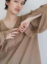 オープンスリーブデザインシフォンブラウス