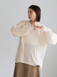 オープンスリーブデザインシフォンブラウス