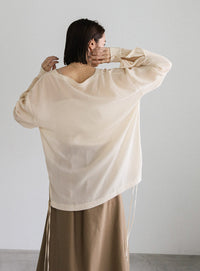 オープンスリーブデザインシフォンブラウス