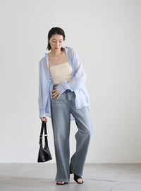 オープンスリーブシアーシャツ