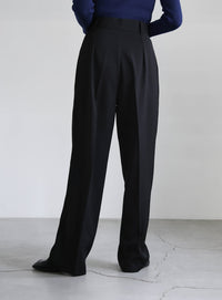 丈長め / ハイウエストセンタープレススラックス