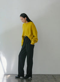ハイウエストセンタープレスルーズスラックス【SALE】