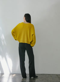 ハイウエストセンタープレスルーズスラックス【SALE】