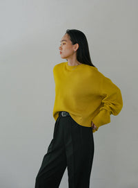 ハイウエストセンタープレスルーズスラックス【SALE】