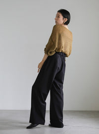 ハイウエストセンタープレスルーズスラックス【SALE】