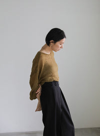 ハイウエストセンタープレスルーズスラックス【SALE】