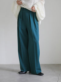 ハイウエストセンタープレスルーズスラックス【SALE】