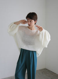 ハイウエストセンタープレスルーズスラックス【SALE】
