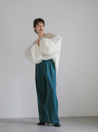 ハイウエストセンタープレスルーズスラックス【SALE】