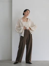 ハイウエストセンタープレスルーズスラックス【SALE】