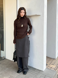 ランダムリブタートルニット