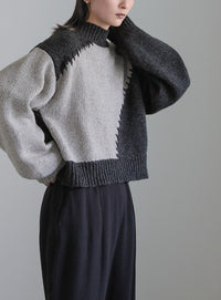 ハンドステッチバイカラーニット【SALE】