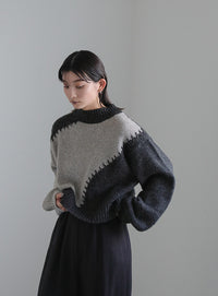 ハンドステッチバイカラーニット【SALE】