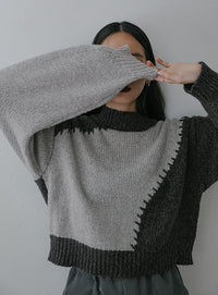 ハンドステッチバイカラーニット【SALE】