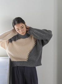 ハンドステッチバイカラーニット【SALE】