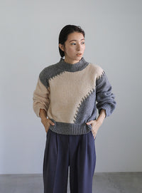 ハンドステッチバイカラーニット【SALE】