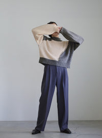 ハンドステッチバイカラーニット【SALE】