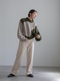 ハンドステッチバイカラーニット【SALE】