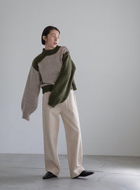 ハンドステッチバイカラーニット【SALE】