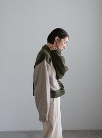 ハンドステッチバイカラーニット【SALE】