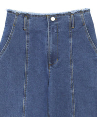 ハイウエストダメージセンターラインデニム