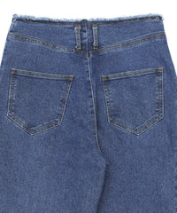 ハイウエストダメージセンターラインデニム