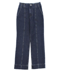 ハイウエストダメージセンターラインデニム