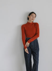 ハイウエストダメージセンターラインデニム