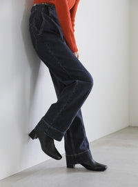 ハイウエストダメージセンターラインデニム