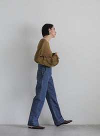 ハイウエストダメージセンターラインデニム