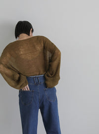 ハイウエストダメージセンターラインデニム