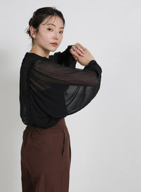 2way楊柳ボリュームスリーブブラウス