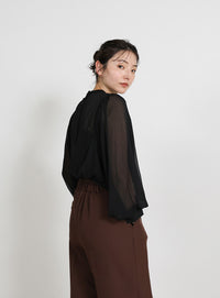 2way楊柳ボリュームスリーブブラウス