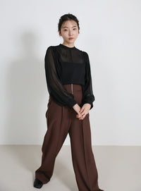 2way楊柳ボリュームスリーブブラウス