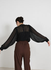 2way楊柳ボリュームスリーブブラウス