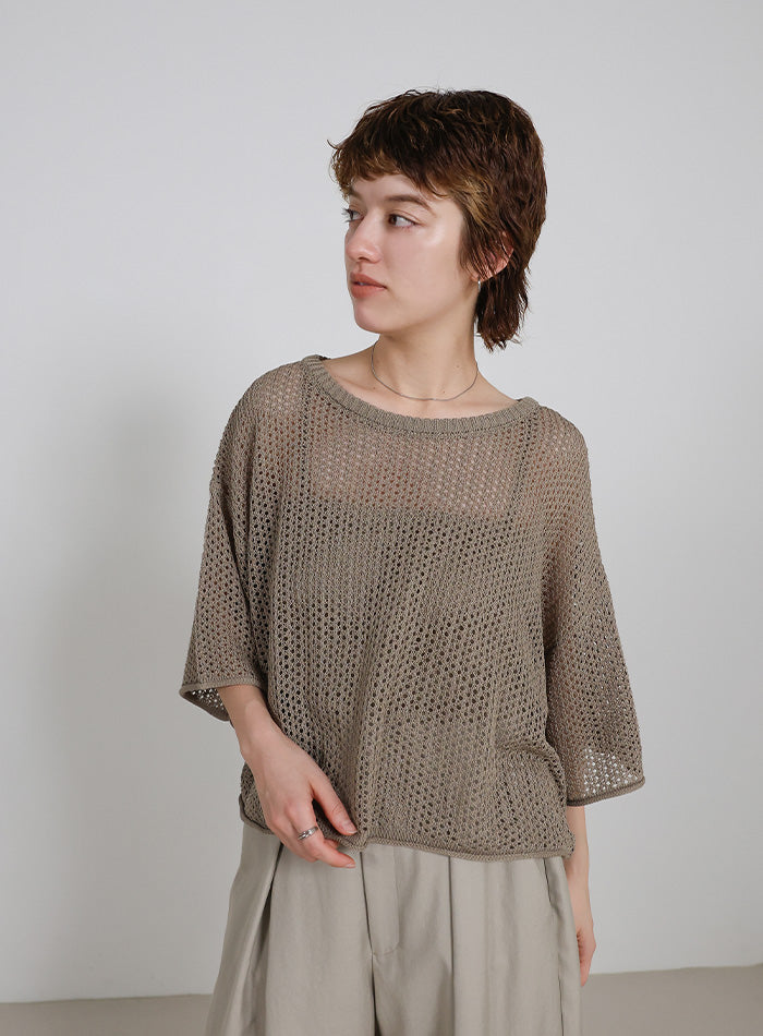 リネンタッチメッシュニットトップス – SELECT MOCA