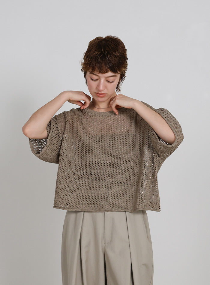 リネンタッチメッシュニットトップス – SELECT MOCA