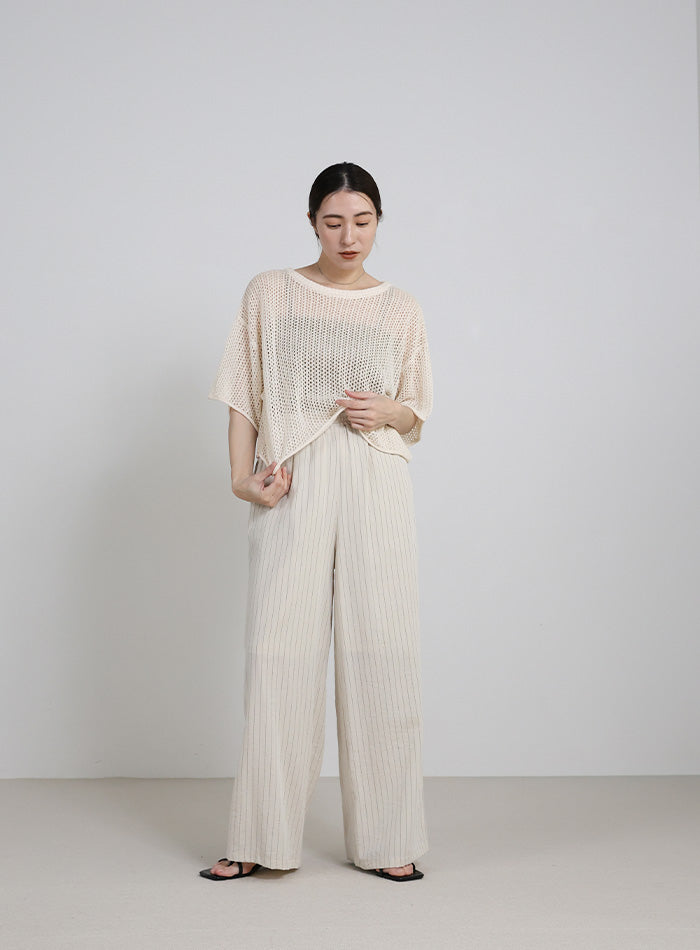 リネンタッチメッシュニットトップス – SELECT MOCA