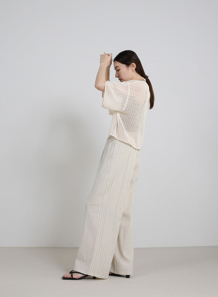 リネンタッチメッシュニットトップス – SELECT MOCA