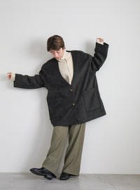 ノーカラーポケットデザインアウター