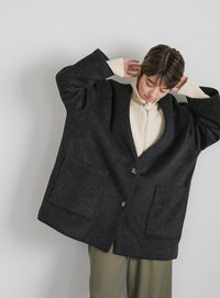 ノーカラーポケットデザインアウター