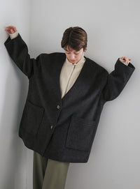 ノーカラーポケットデザインアウター