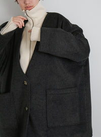 ノーカラーポケットデザインアウター