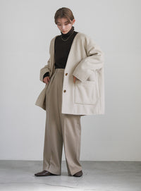 ノーカラーポケットデザインアウター