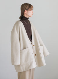 ノーカラーポケットデザインアウター