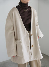 ノーカラーポケットデザインアウター