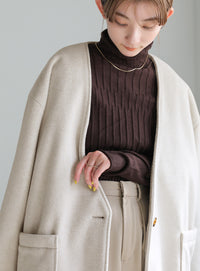 ノーカラーポケットデザインアウター