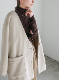 ノーカラーポケットデザインアウター