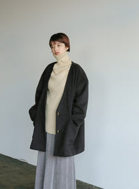 ノーカラーポケットデザインアウター