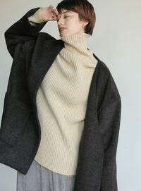 ノーカラーポケットデザインアウター